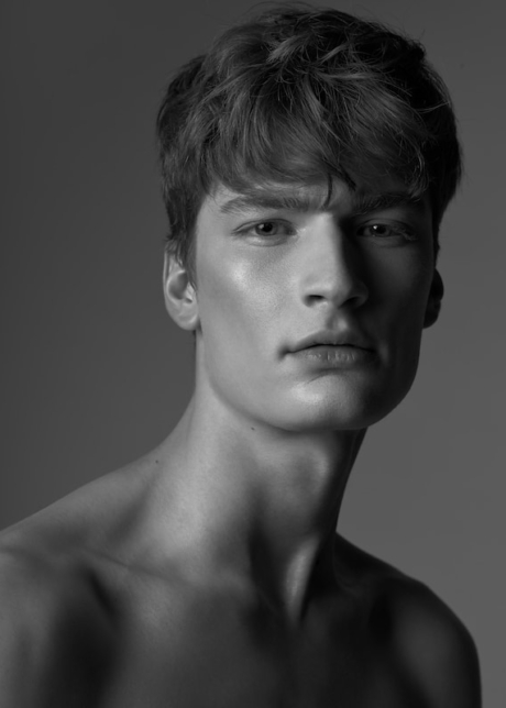 Black and white portrait beauty men grooming luminous skin