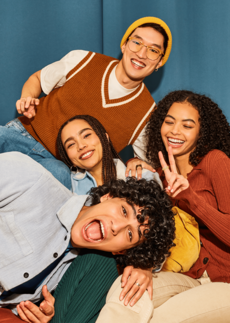 Ad shot for Kraft Dinner teens being silly and happy