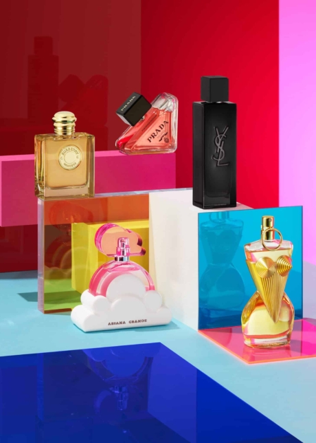 Cosmetic styling for shoppers holiday campaign fragance YSL Prada Ariana Grande Jean Paul Gultier Burberry