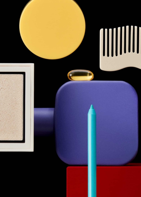 Abstract beauty compositions creative prop styling colorfull props and black background