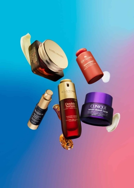 Cosmetic styling Clinique Origins Watier Clarins Estee Lauder Skincare Products shot