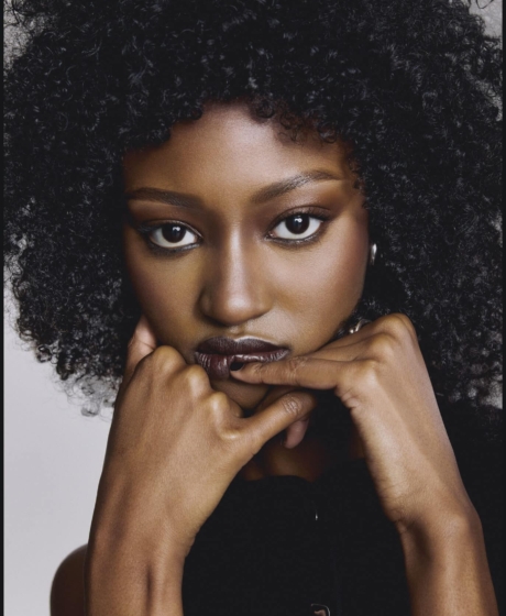 Beauty shot portrait black model luminous skin