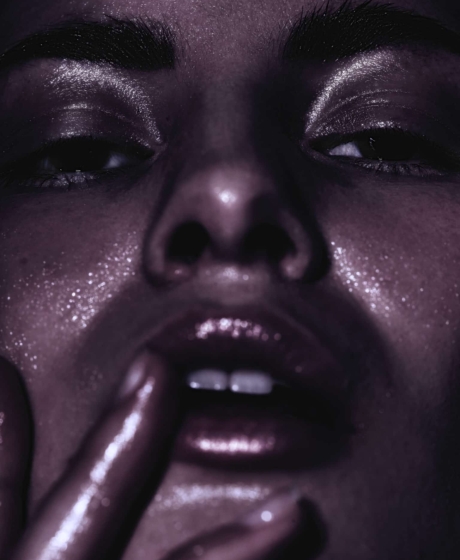 Close up portrait metallic makeup