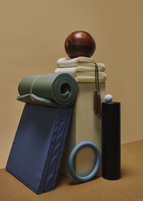 Prop styling vintage workout props pastel colors