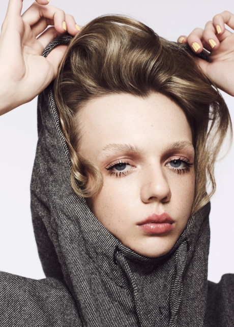 Creative fashion editorial Jessalynn Tur model toronto artist hoodie no eyesbrows